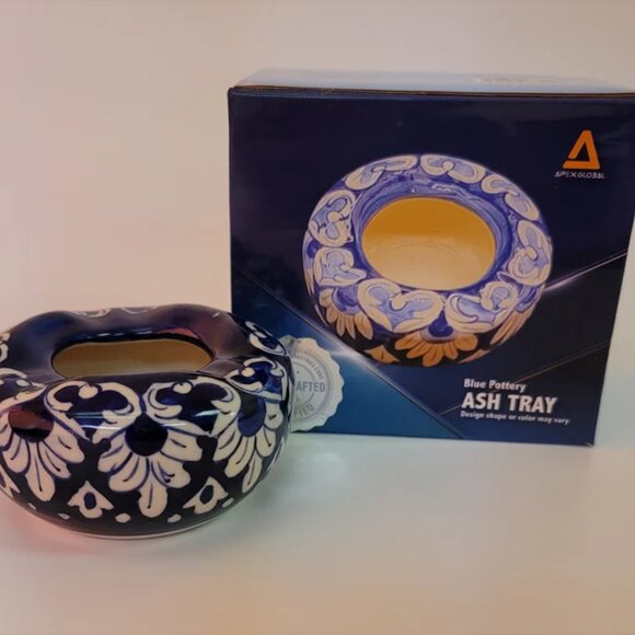 Blue Pottery Ash Tray - Home Decor Accessories   - Traditional Clay - Multan, - Picture 3 of 5
